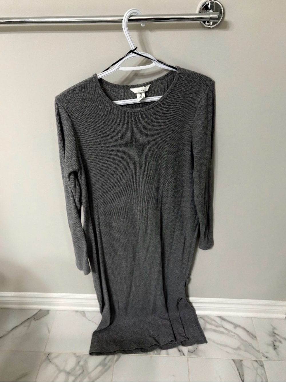 Gray Long-Sleeve Knit Women's Maternity Dress